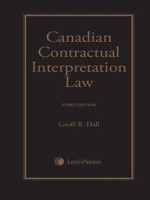 cover image of Canadian Contractual Interpretation Law